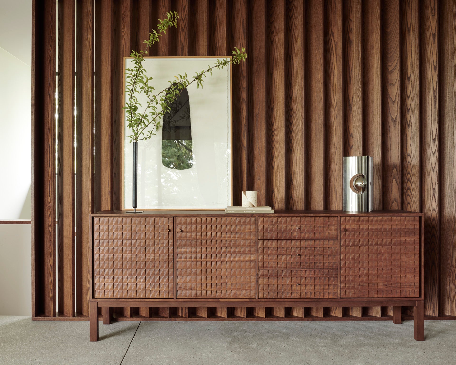 Ethnicraft - Buffet Sono - Teck verni - Light Brown - 3 portes 3 tiroirs - 228 x 48 x H87