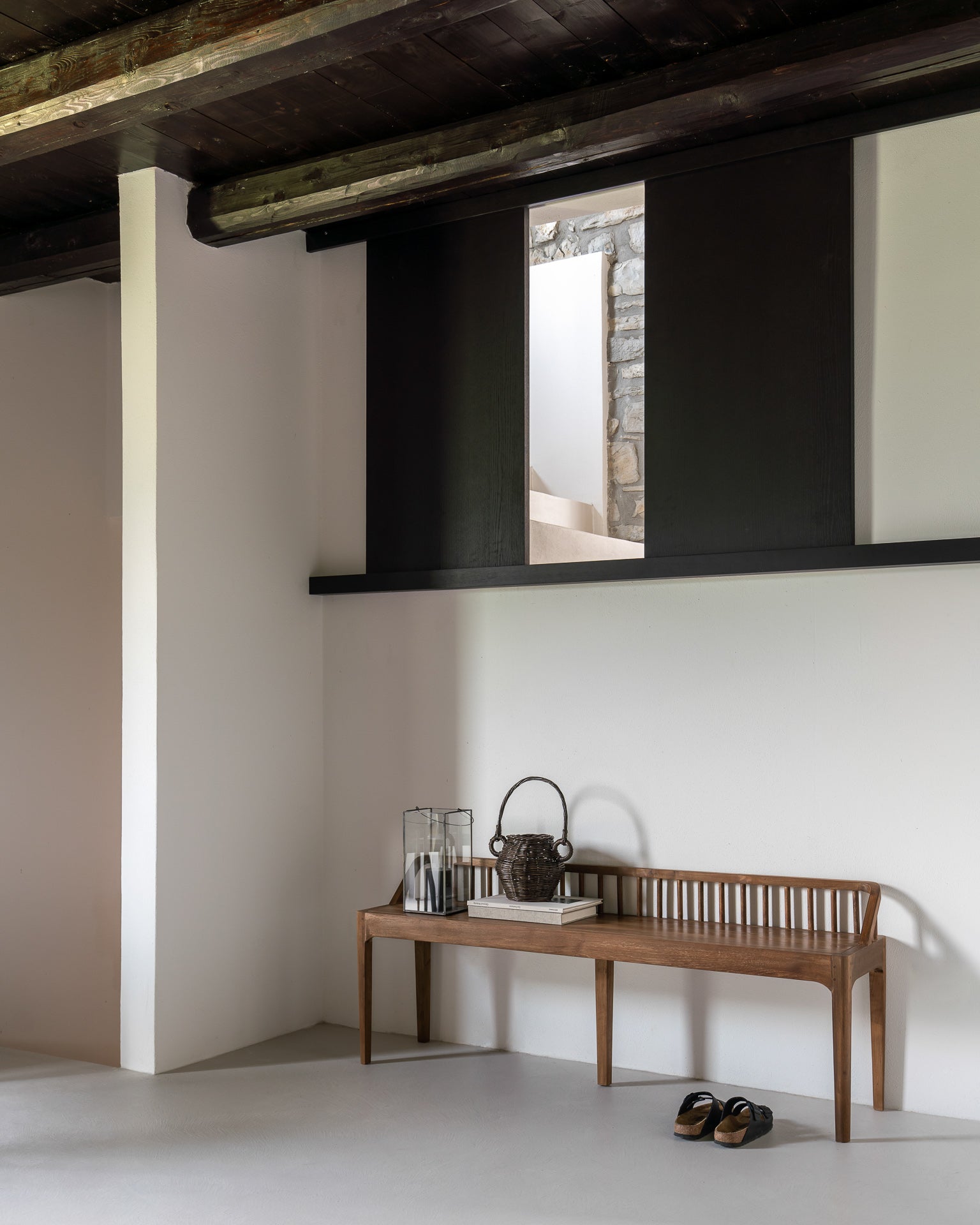 Ethnicraft - Banc Spindle - Teck naturel - 150x35xH46/60