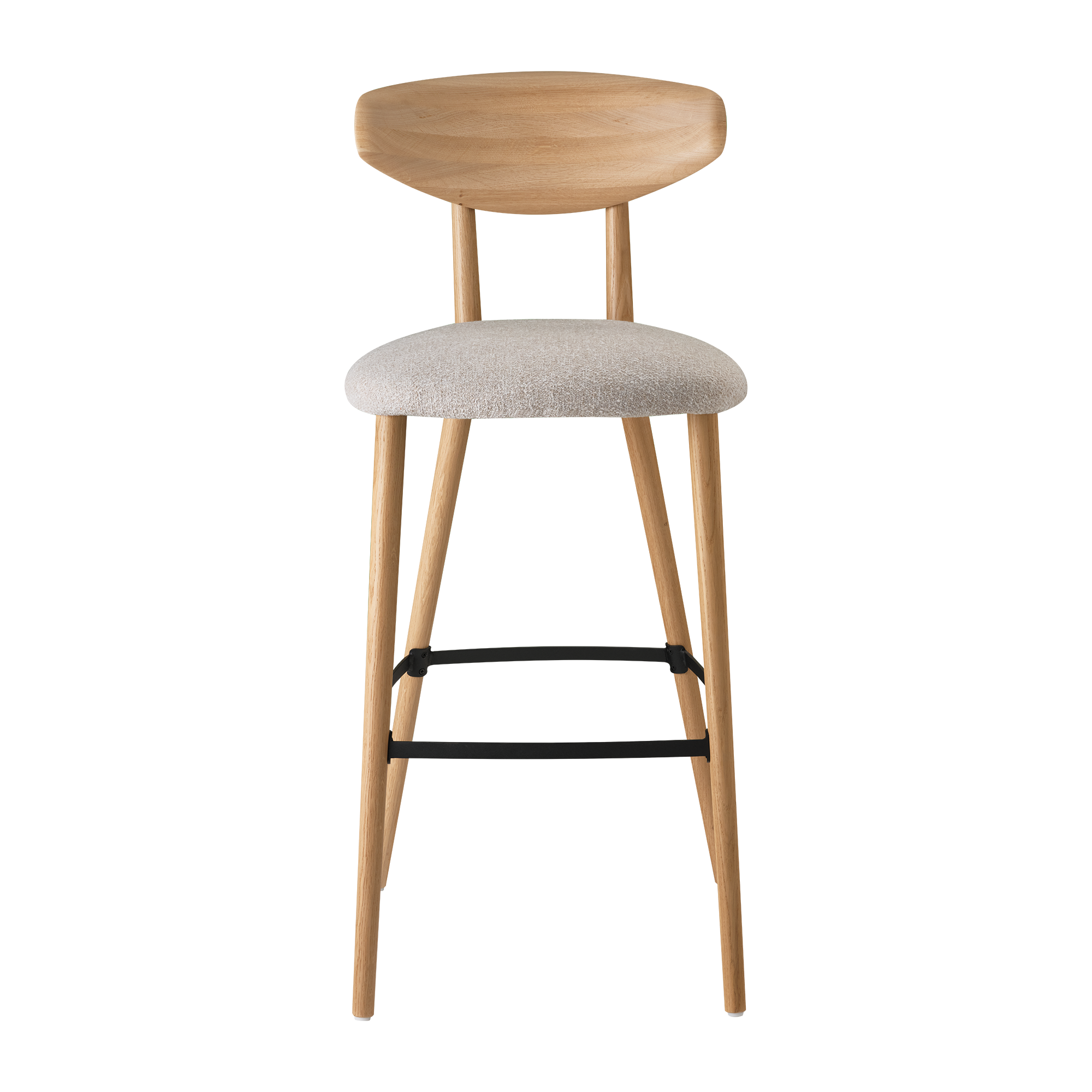 Mobitec - Tabouret de bar Toro - Dossier Bois Massif - Hauteur d'assise 82