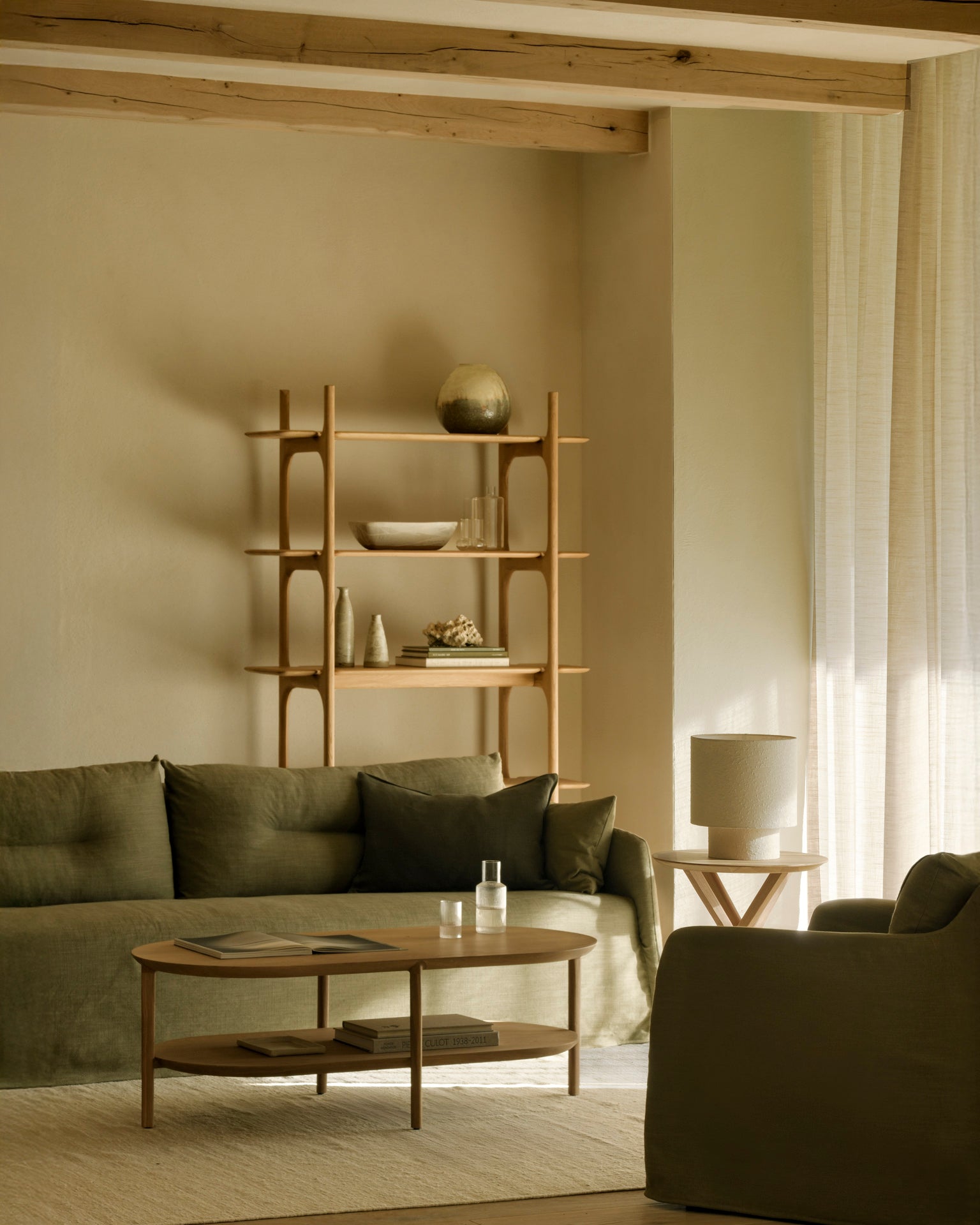 Ethnicraft - Canapé Weave - Tissu Green - 244 x 95 x H75