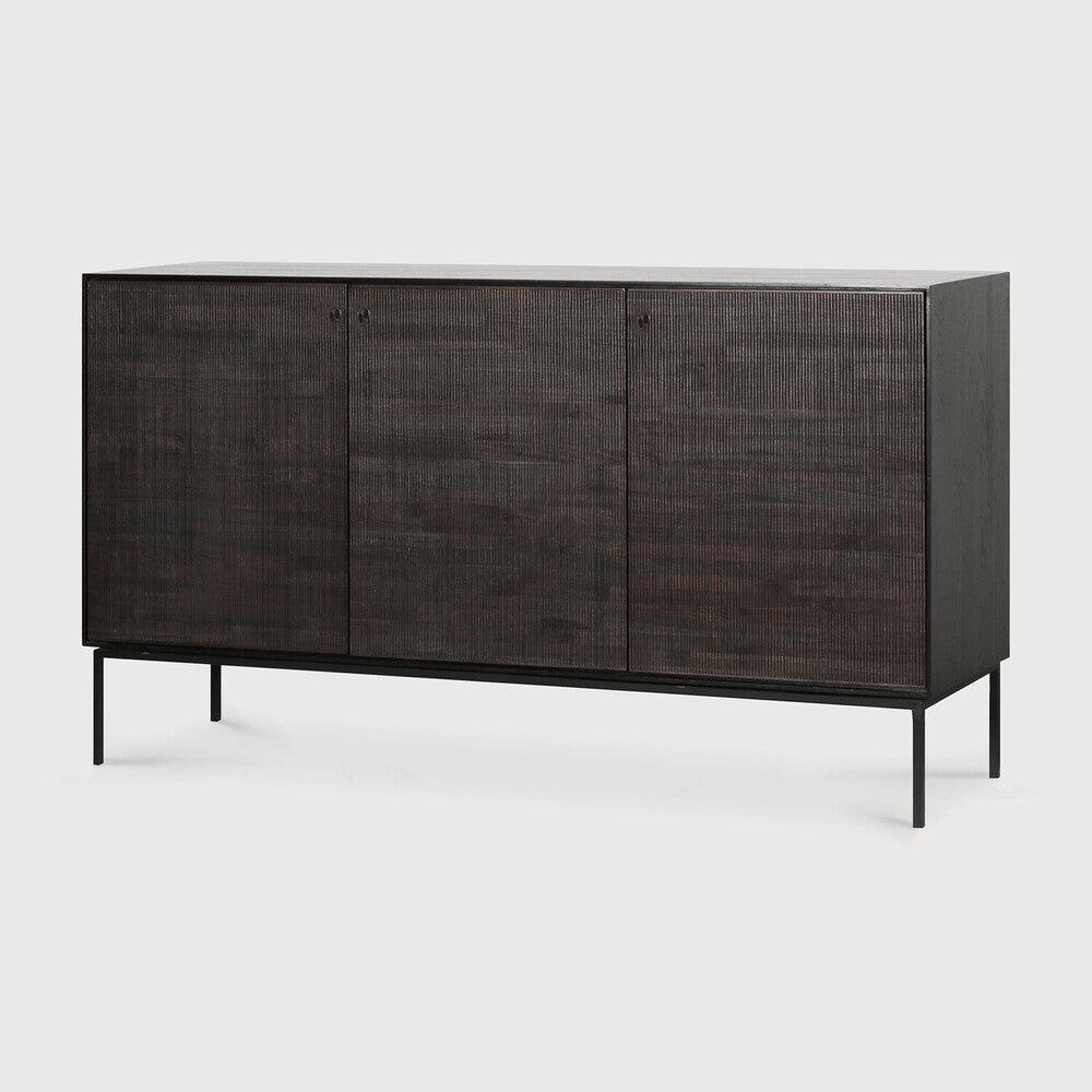 Ethnicraft - Buffet Grooves - Teck Noir Verni - L.152 X 45 x H.87 (3 portes)