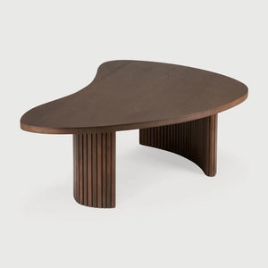 Ethnicraft – Boomerang – Table Basse Boomerang – Teck brun - 90 x 61 x 29 cm