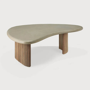 Ethnicraft – Boomerang – Table Basse De Jardin Boomerang – Béton et teck recyclé - 90 cm