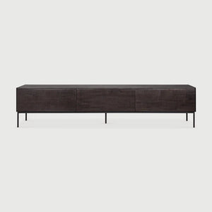 Ethnicraft – Grooves – Meuble Tv Grooves – Teck noir clair - 242 cm