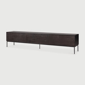 Ethnicraft – Grooves – Meuble Tv Grooves – Teck noir clair - 242 cm