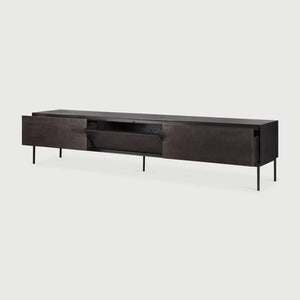Ethnicraft – Grooves – Meuble Tv Grooves – Teck noir clair - 242 cm