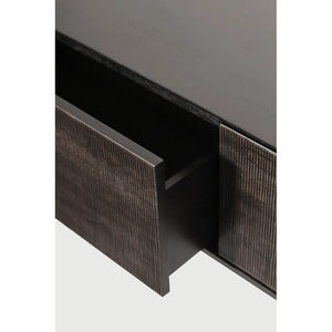 Ethnicraft – Grooves – Meuble Tv Grooves – Teck noir clair - 162 cm