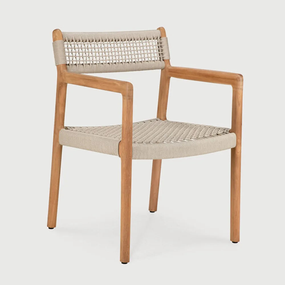 Ethnicraft – Jack – Chaise De Jardin Jack Woven – Pas de coussin - Teck et cordon beige
