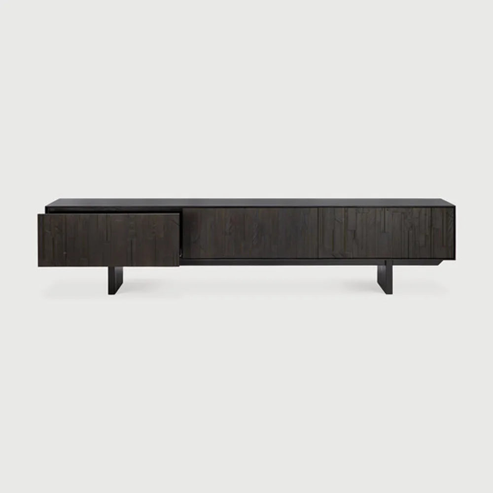 Ethnicraft – Mosaic – Meuble TV Mosaic – Teck noir clair - 242 cm