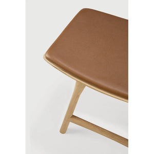 Ethnicraft – Osso – Tabouret Osso – Chêne - Cuir Cognac - Tabouret