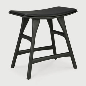 Ethnicraft – Osso – Tabouret Osso – Chêne noir - Cuir Black - Tabouret
