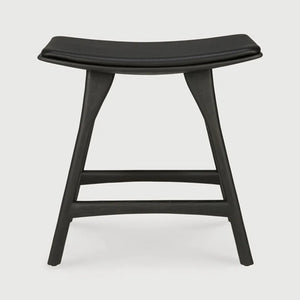 Ethnicraft – Osso – Tabouret Osso – Chêne noir - Cuir Black - Tabouret