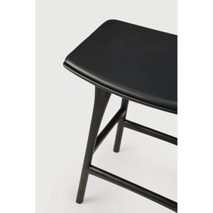 Ethnicraft – Osso – Tabouret Osso – Chêne noir - Cuir Black - Tabouret de cuisine