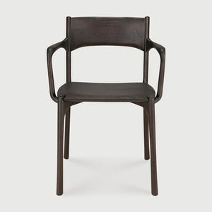 Ethnicraft – PI – Chaise PI – Teck brun foncé - Avec accoudoir