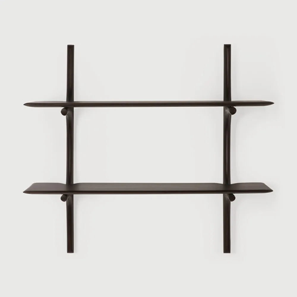 Ethnicraft – PI – Etagere Murale Pi – Acajou brun foncé - 2 étagères