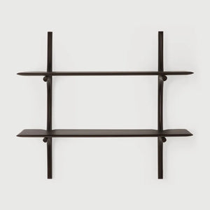 Ethnicraft – PI – Etagere Murale Pi – Acajou brun foncé - 2 étagères