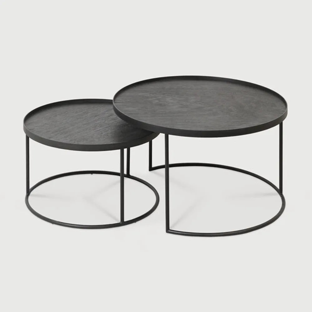 Ethnicraft – Tables à plateau – Set De Tables Basses A Plateaux – Small/Large - Rond