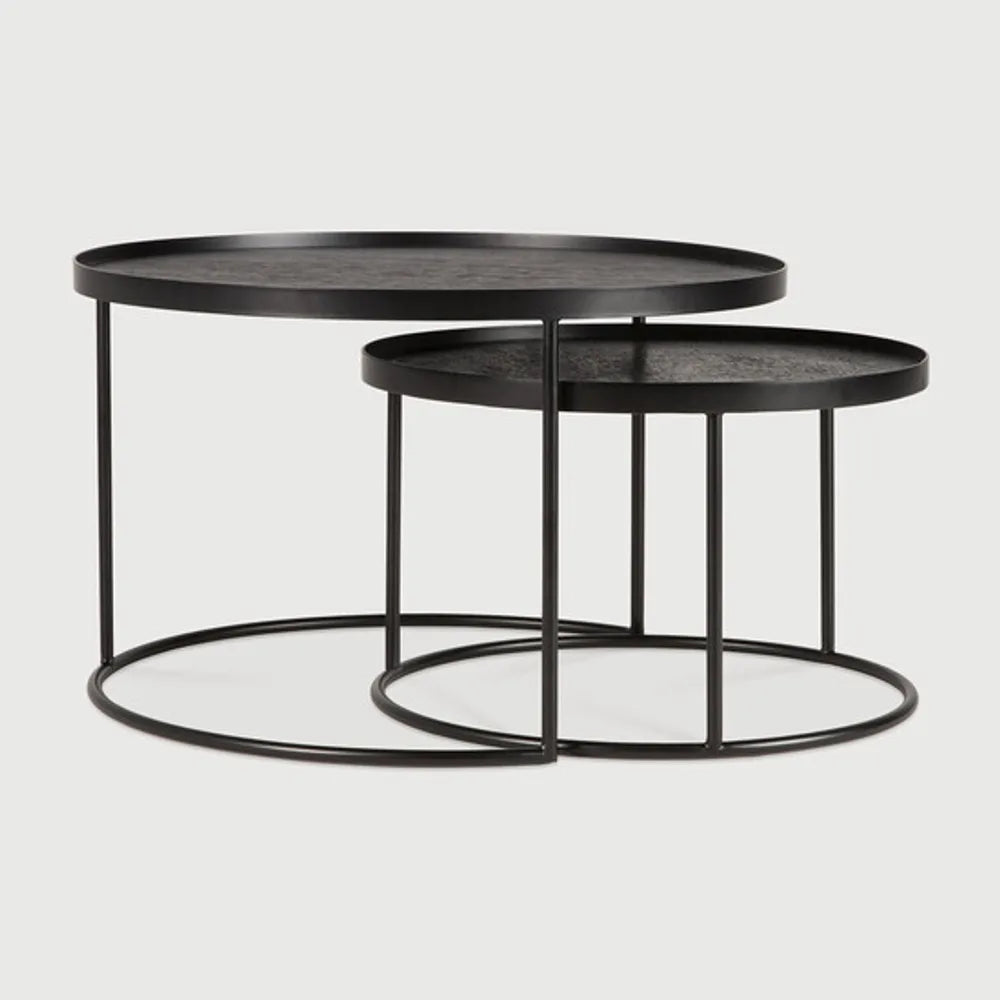 Ethnicraft – Tables à plateau – Set De Tables Basses A Plateaux – Small/Large - Rond