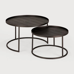 Ethnicraft – Tables à plateau – Set De Tables Basses A Plateaux De Jardin – Aluminium Dark Bronze