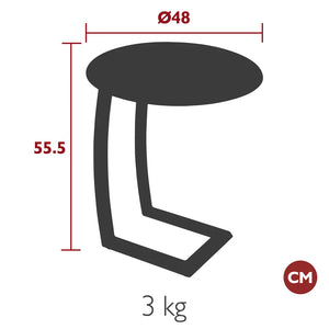 Fermob – Table basse déportée ø 48 cm – guide de dimensions
