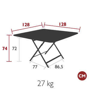 Fermob – Table 128 x 128 cm – guide de dimensions