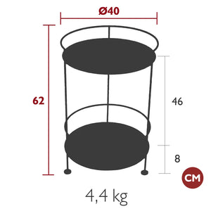 Fermob – Guéridon double plateau perforé – guide de dimensions