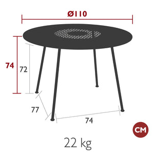 Fermob – Table ø 110 cm – guide de dimensions