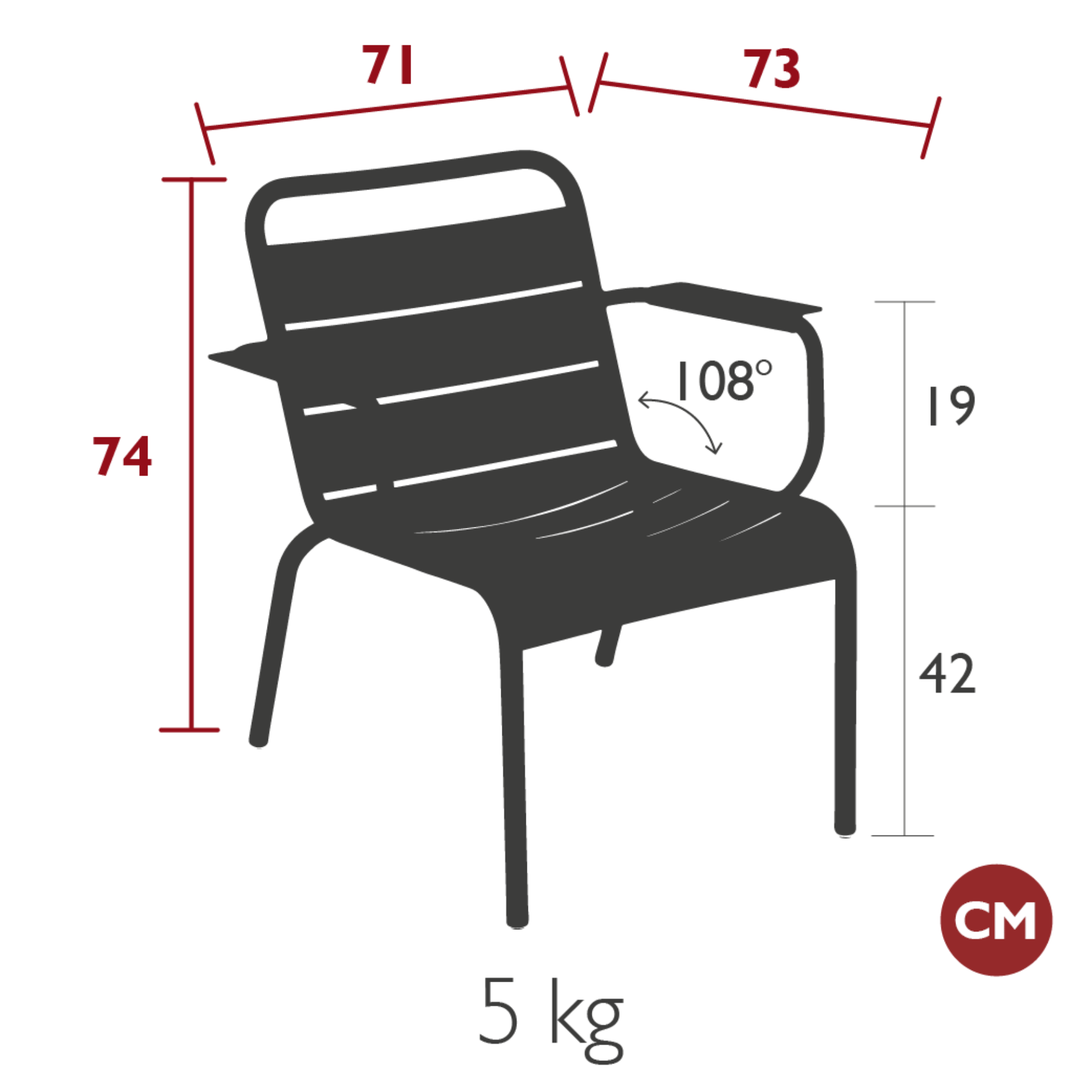 Fermob - Luxembourg - Fauteuil Lounge - Opaline - (-30%)