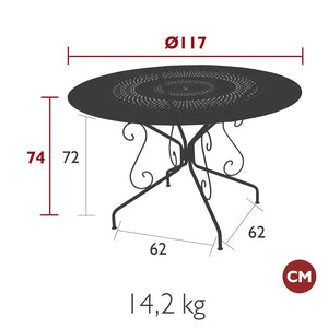 Fermob – Table ø 117 cm – guide de dimensions