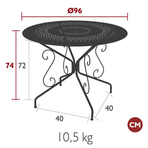 Fermob – Table ø 96 cm – guide de dimensions