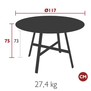 Fermob – Table ø 117 cm – guide de dimensions