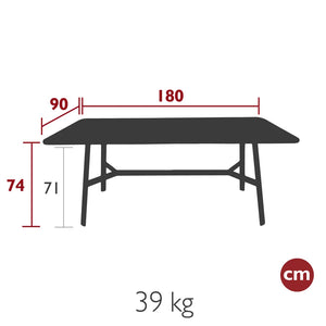 Fermob – Table chêne 180 x 90 cm – guide de dimensions