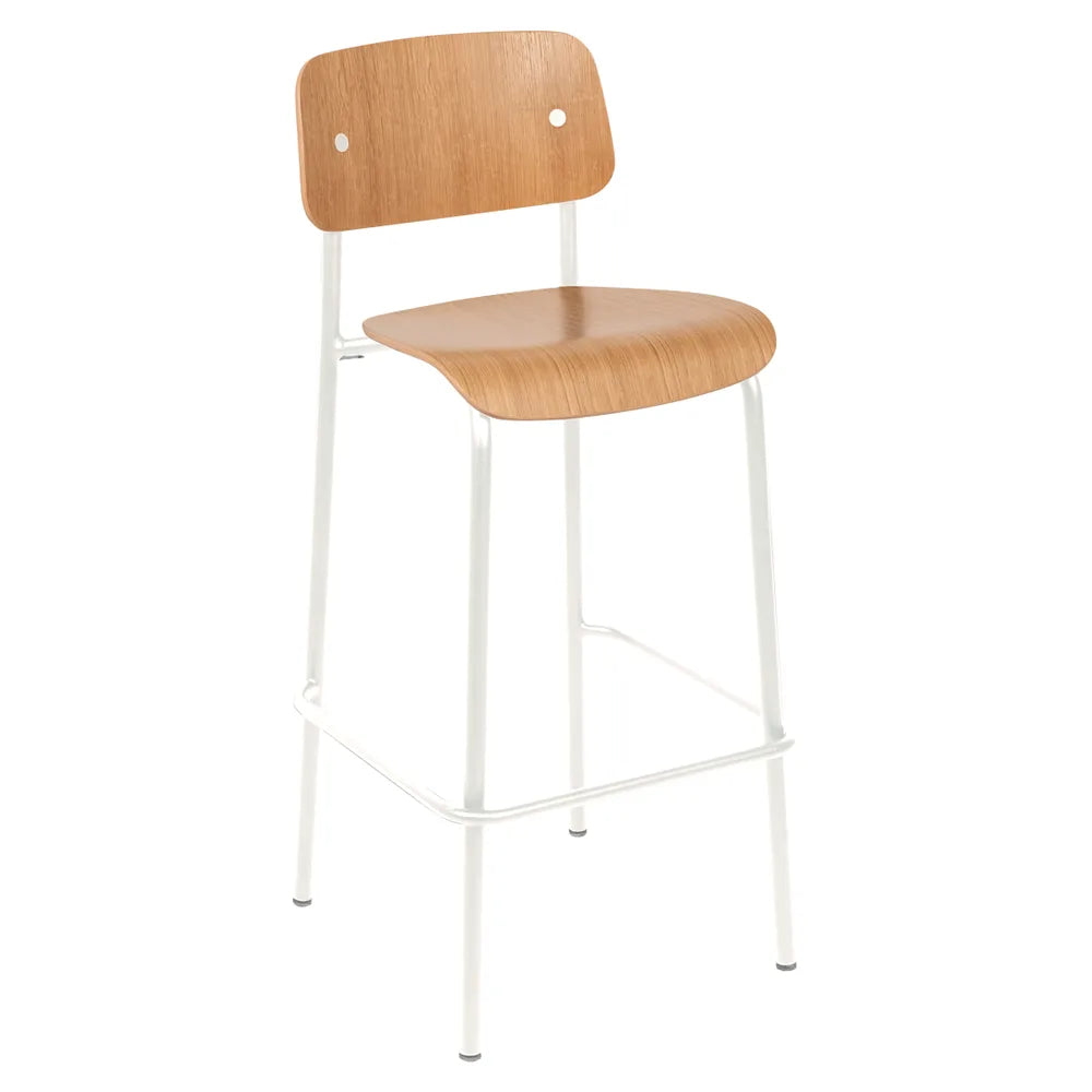 Fermob – Studie – Chaise de bar chêne h75 – Blanc coton