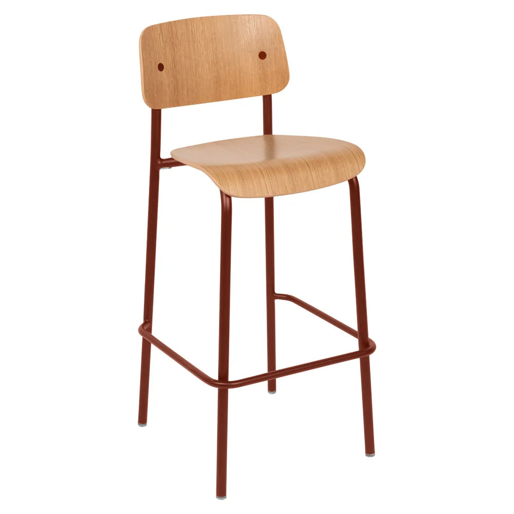 Fermob – Studie – Chaise de bar chêne h75 – Ocre rouge