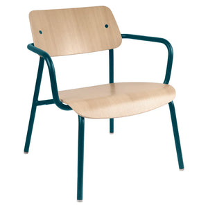 Fermob – Studie – Fauteuil lounge chêne – Bleu acapulco