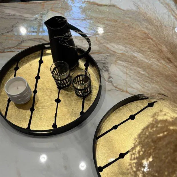 Ethnicraft - Plateau Gold Leaf Dots Glass - round - S - 48 x 48 x H4