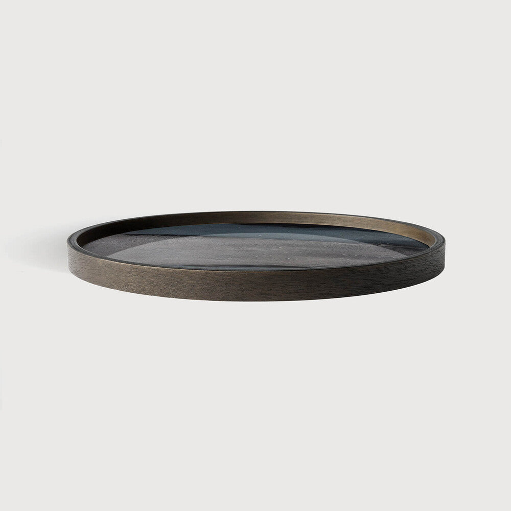 Ethnicraft - Plateau "vide-poche" rond en verre - organic graphite - L - 30 X 30 X H3