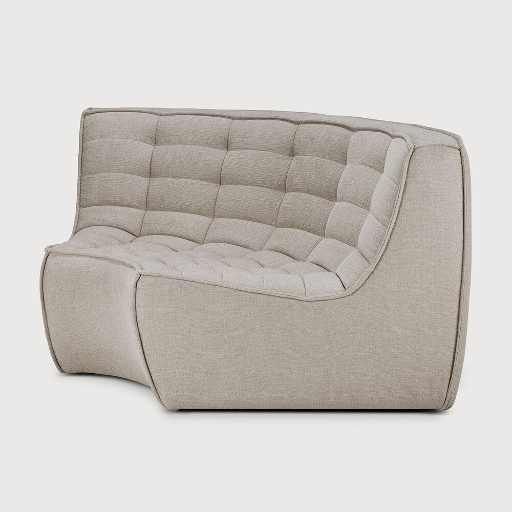 Ethnicraft - N701 - fauteuil rond 90° en tissu "éco" écru.