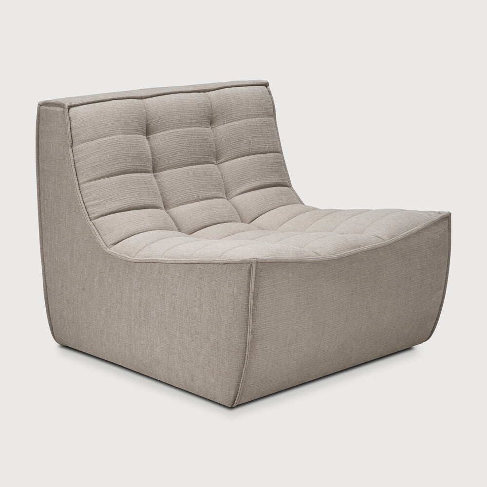Ethnicraft - Fauteuil N701 - en tissu "éco" écru - 80 x 91 x H76