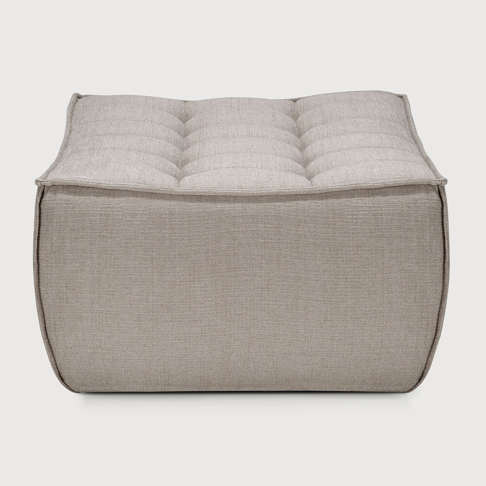 Ethnicraft - Pouf N701 - Tissu "éco" écru - 70 x 70 x H76