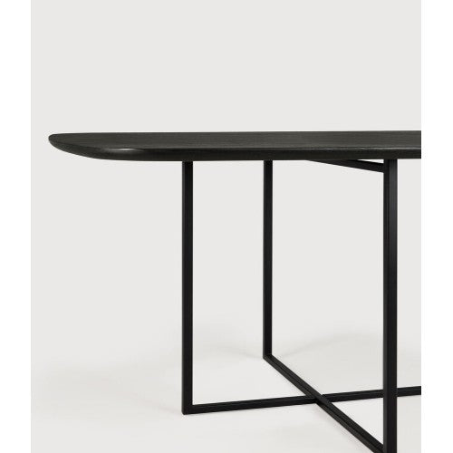 Ethnicraft - ARC - Table en chêne teinté noir - vernie et pieds métal - 220 x 100 - Déstockage (-30%)