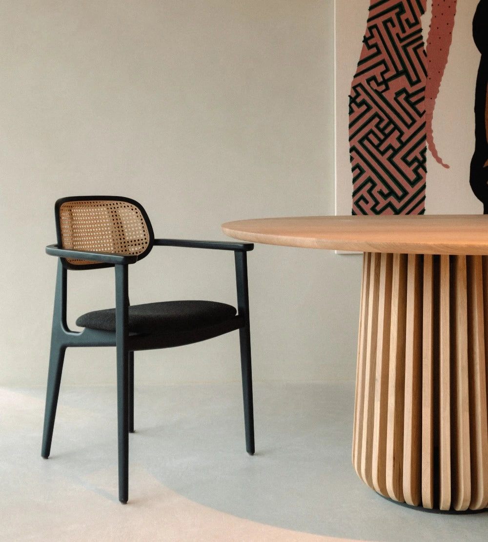 Vincent Sheppard - Indoor - Titus - Chaise avec accoudoirs - Chêne ou Hêtre - Assise tissu