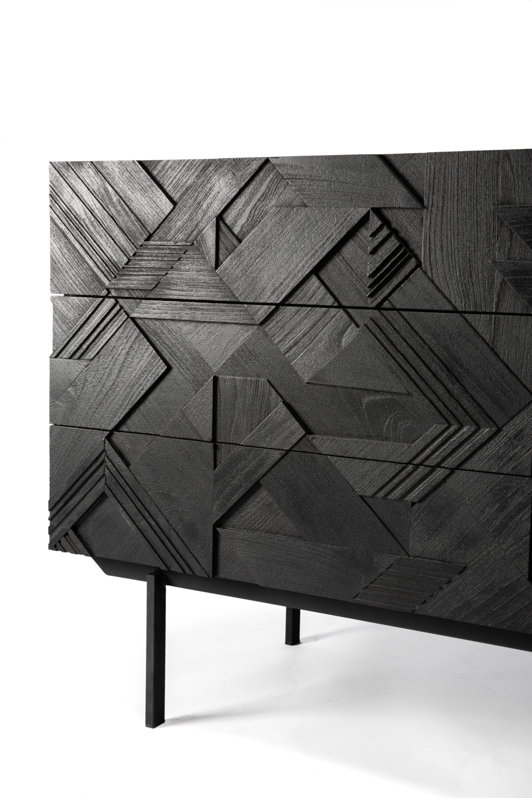 Ethnicraft - Commode Graphic - Teck noir - 3 tiroirs - 100 x 50 x H87