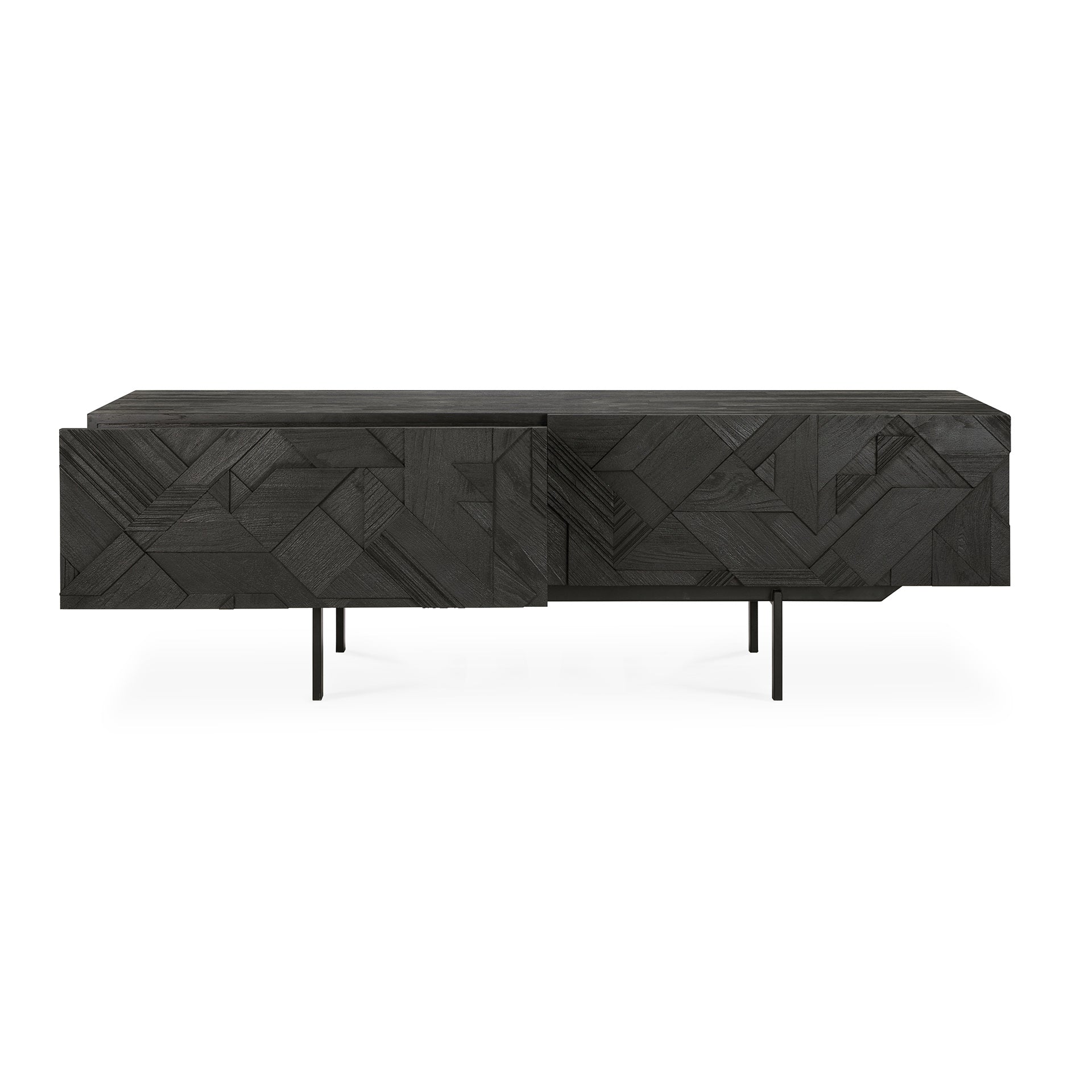 Ethnicraft - Meuble TV Graphic – Teck - 1 abattant - 1 tiroir - 160 x 45 x H51