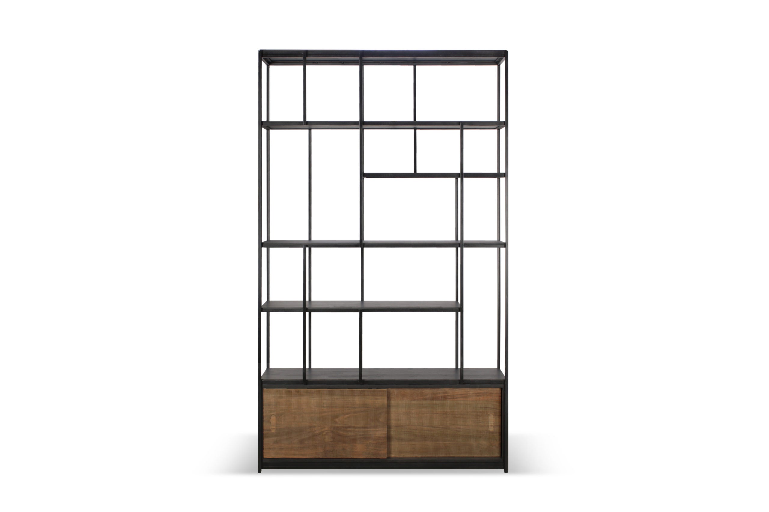 Ethnicraft - Bibliothèque Studio - Teck - L.120 x 40 x H.205 - 2 portes coulissantes - Déstockage (-30%)