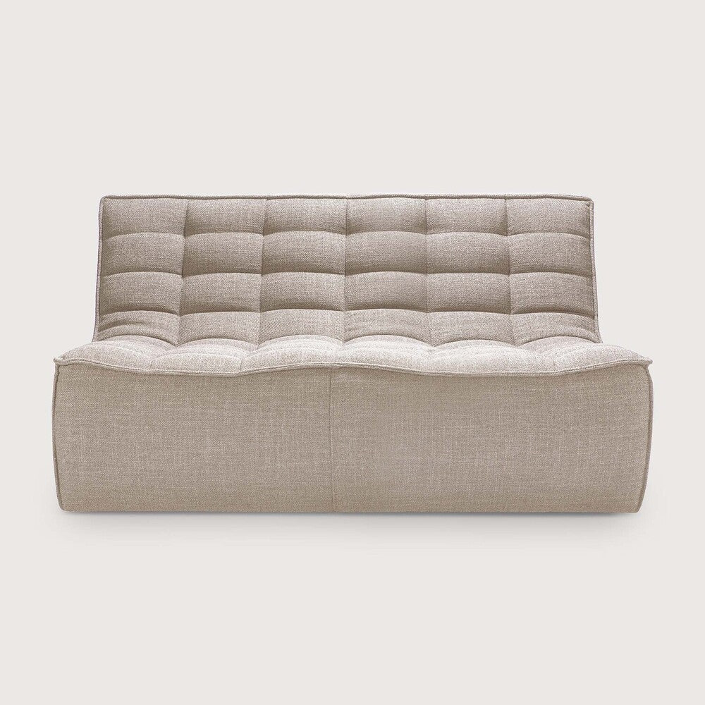 Ethnicraft - Canapé N701 - 2 places - Tissu beige foncé - 140 x 91 x H 43/76