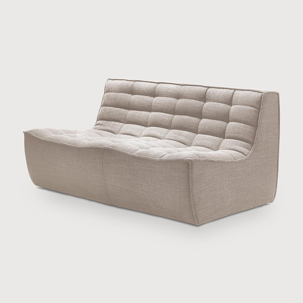 Ethnicraft - Canapé N701 - 2 places - Tissu beige foncé - 140 x 91 x H 43/76
