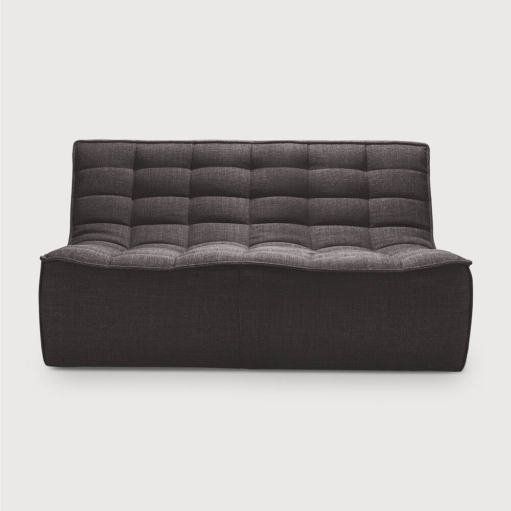 Ethnicraft - Canapé N701 - 2 places - Tissu gris foncé - 140 x 91 x H43/76