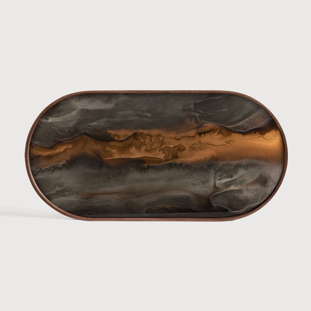 Ethnicraft - Plateau oblong en verre - Organic Bronze- taille M - 71 x 36 x H3