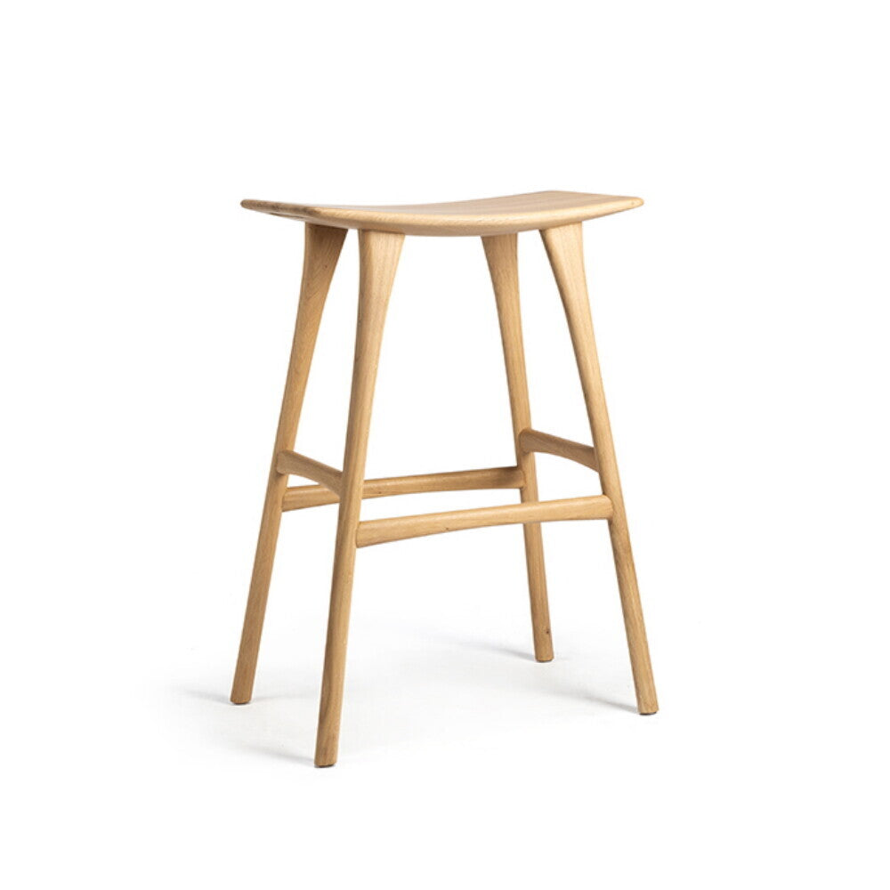 Ethnicraft - Tabouret de bar Osso - Chêne verni - H 80